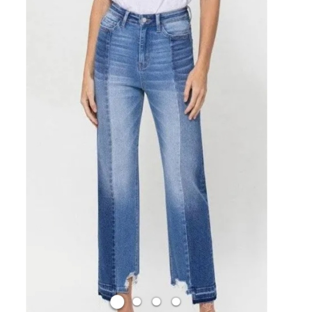 **SOLD**EUC FLYING MONKEY "Be Who You Want To Be" High Rise Colorblock Jeans